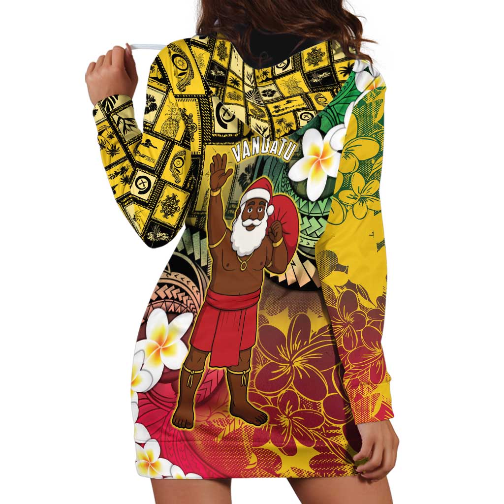 Vanuatu Christmas Hoodie Dress Ni-Van Santa Retro Style LT05 - Polynesian Pride