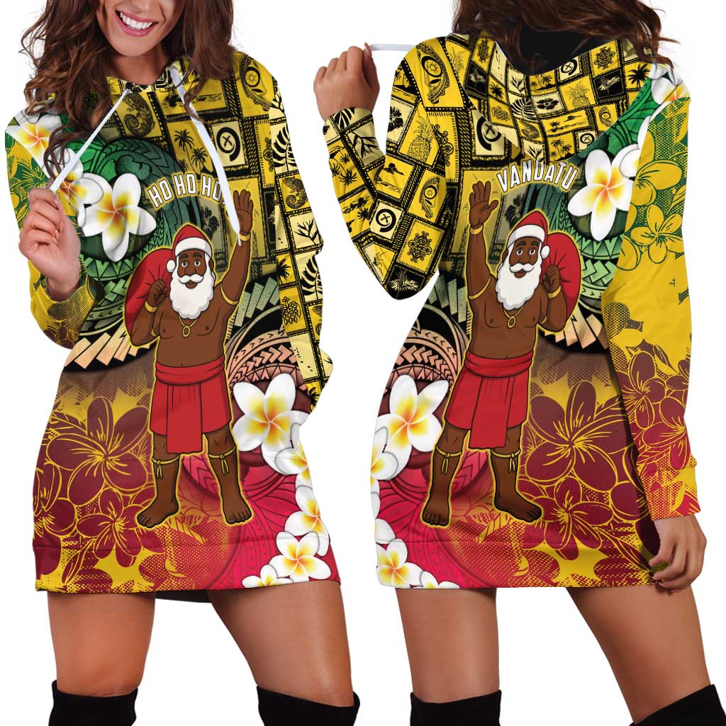 Vanuatu Christmas Hoodie Dress Ni-Van Santa Retro Style LT05 - Polynesian Pride