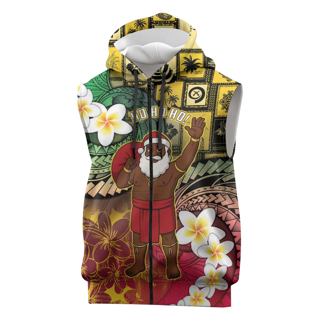 Vanuatu Christmas Sleeveless Zip Hoodie Ni-Van Santa Retro Style - Polynesian Pride