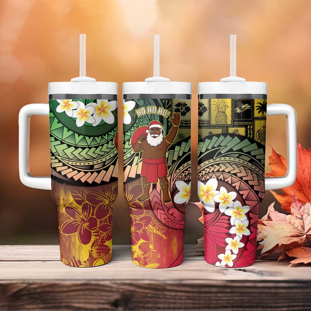 Vanuatu Christmas Tumbler With Handle Ni-Van Santa Retro Style LT05 - Polynesian Pride
