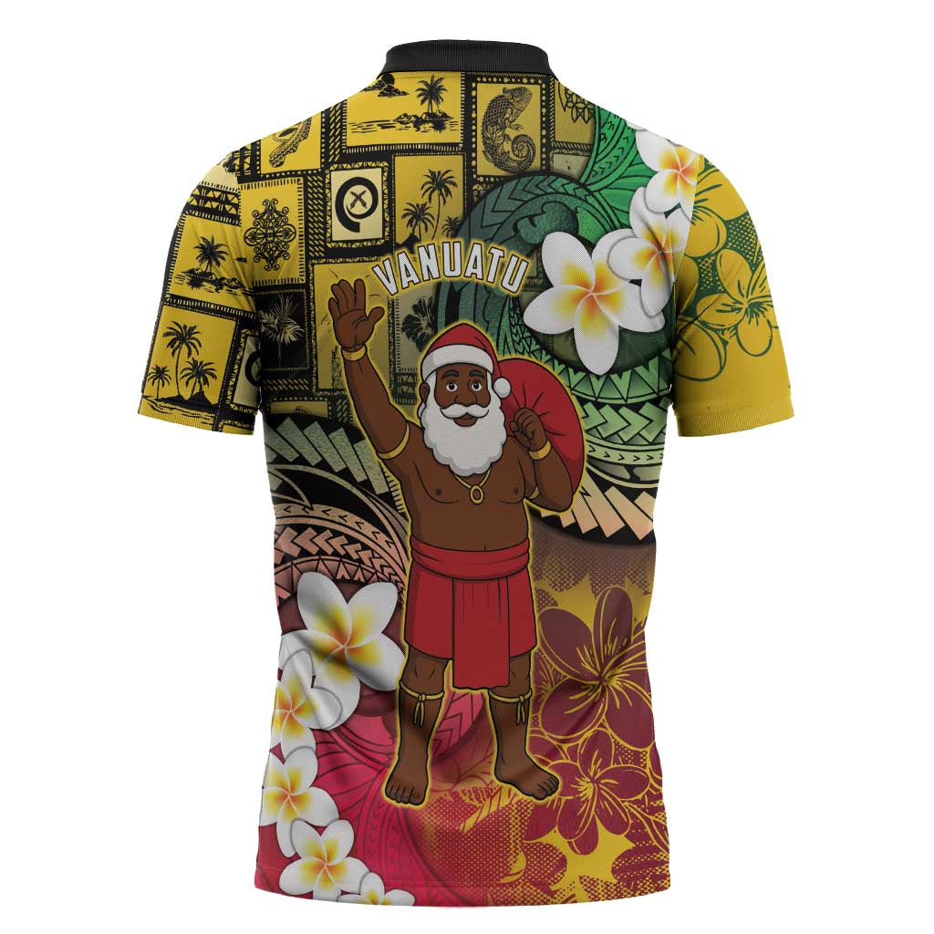 Vanuatu Christmas Zipper Polo Shirt Ni-Van Santa Retro Style - Polynesian Pride