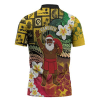 Vanuatu Christmas Zipper Polo Shirt Ni-Van Santa Retro Style - Polynesian Pride