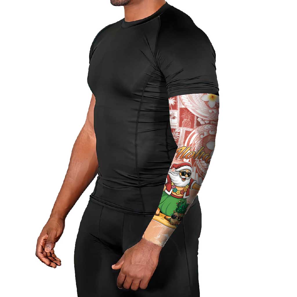 Hawaii Mele Kalikimaka Arm Sleeves Hula Santa Retro Style Red - Polynesian Pride