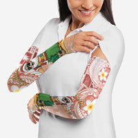 Hawaii Mele Kalikimaka Arm Sleeves Hula Santa Retro Style Red - Polynesian Pride