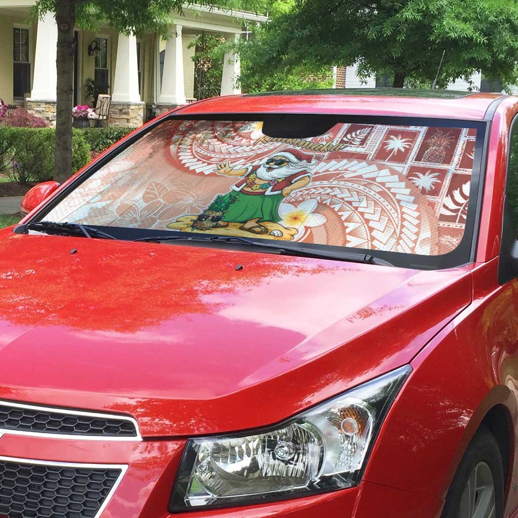 Hawaii Mele Kalikimaka Auto Sun Shade Hula Santa Retro Style Red LT05 - Polynesian Pride
