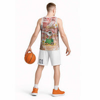 Hawaii Mele Kalikimaka Basketball Jersey Hula Santa Retro Style Red - Polynesian Pride