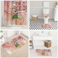 Hawaii Mele Kalikimaka Bathroom Set Hula Santa Retro Style Red - Polynesian Pride