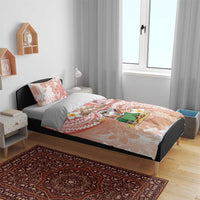 Hawaii Mele Kalikimaka Bedding Set Hula Santa Retro Style Red - Polynesian Pride