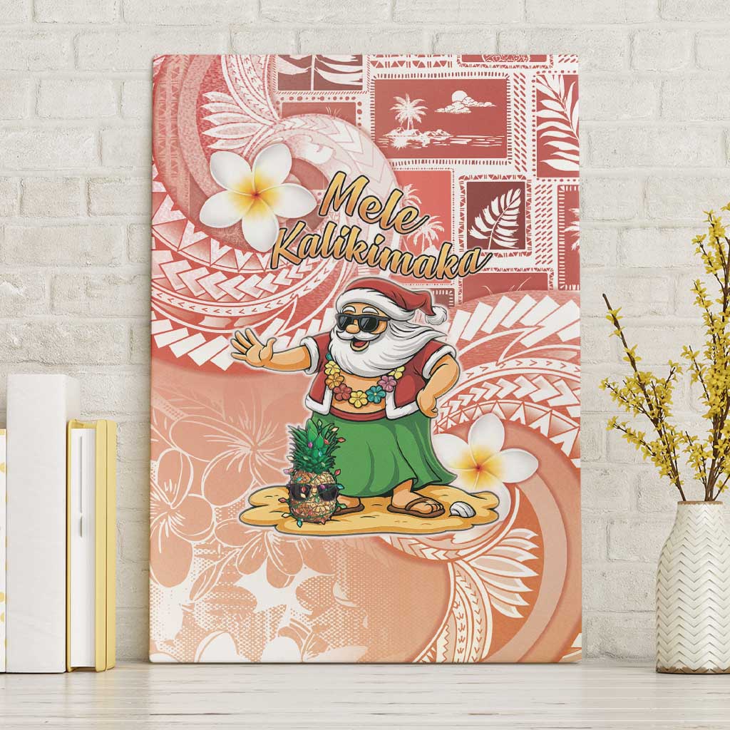 Hawaii Mele Kalikimaka Canvas Wall Art Hula Santa Retro Style Red LT05 Without Frame Red - Polynesian Pride