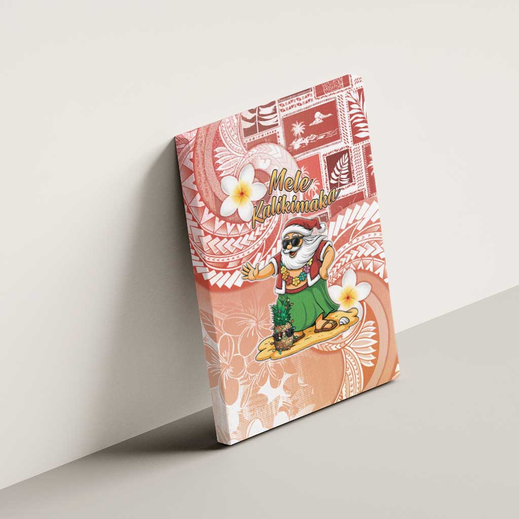 Hawaii Mele Kalikimaka Canvas Wall Art Hula Santa Retro Style Red LT05 - Polynesian Pride