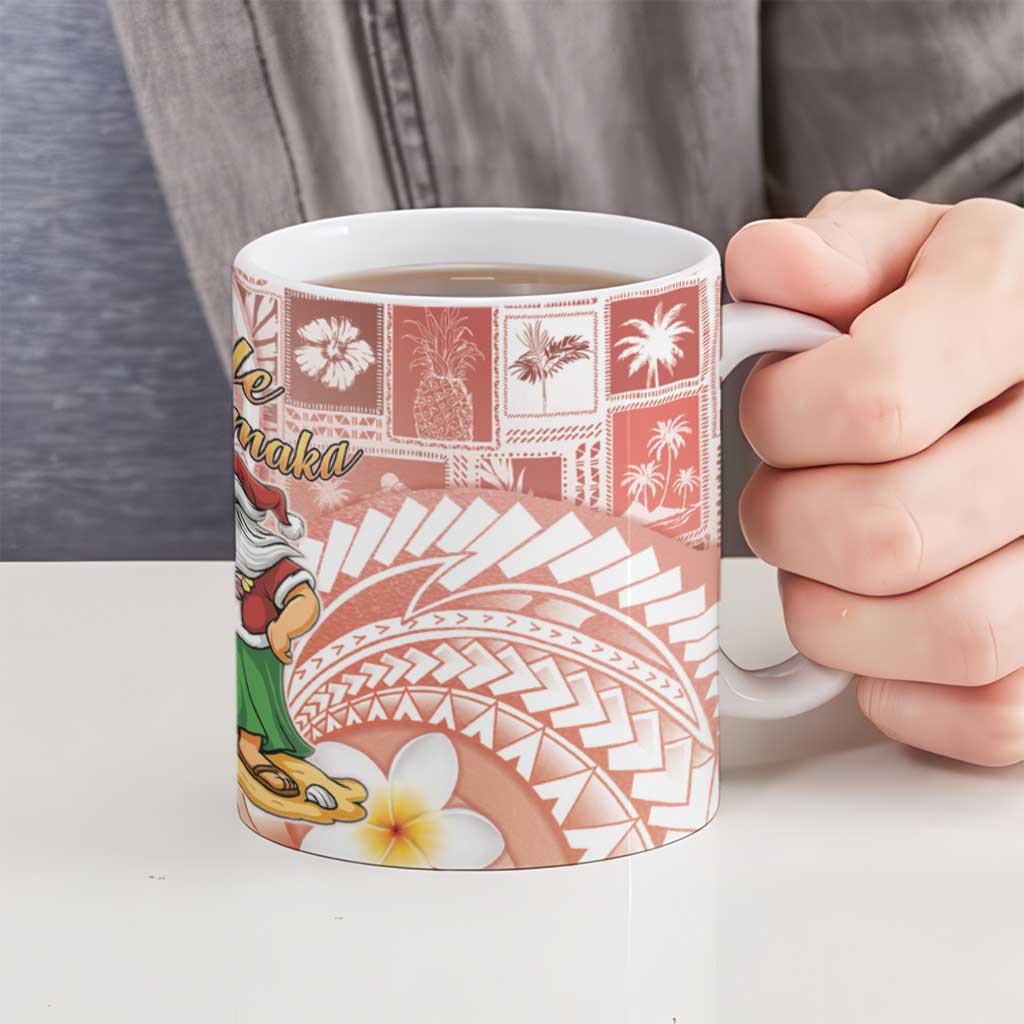 Hawaii Mele Kalikimaka Ceramic Mug Hula Santa Retro Style Red - Polynesian Pride