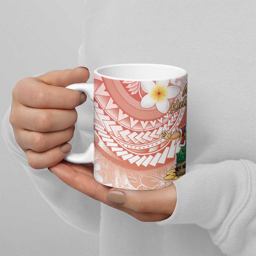 Hawaii Mele Kalikimaka Ceramic Mug Hula Santa Retro Style Red - Polynesian Pride