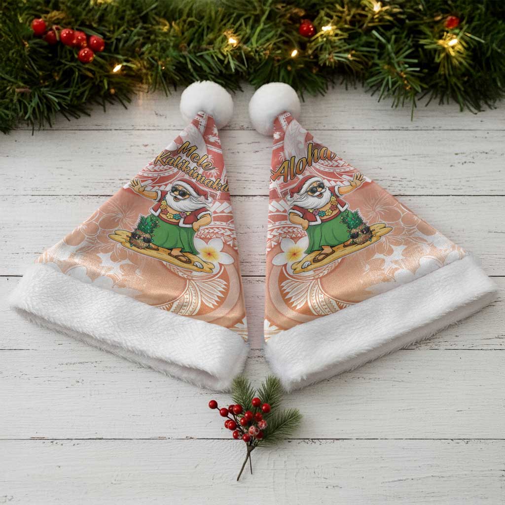 Hawaii Mele Kalikimaka Christmas Santa Hat Hula Santa Retro Style Red - Polynesian Pride