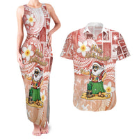 Hawaii Mele Kalikimaka Couples Matching Tank Maxi Dress and Hawaiian Shirt Hula Santa Retro Style Red LT05 Red - Polynesian Pride