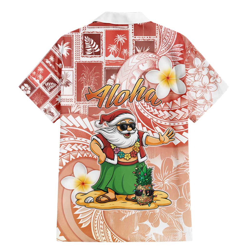 Hawaii Mele Kalikimaka Family Matching Mermaid Dress and Hawaiian Shirt Hula Santa Retro Style Red LT05 - Polynesian Pride