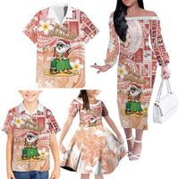 Hawaii Mele Kalikimaka Family Matching Off The Shoulder Long Sleeve Dress and Hawaiian Shirt Hula Santa Retro Style Red LT05 - Polynesian Pride