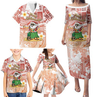 Hawaii Mele Kalikimaka Family Matching Puletasi and Hawaiian Shirt Hula Santa Retro Style Red LT05 - Polynesian Pride