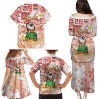 Hawaii Mele Kalikimaka Family Matching Puletasi and Hawaiian Shirt Hula Santa Retro Style Red LT05 - Polynesian Pride