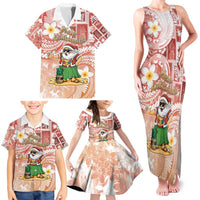 Hawaii Mele Kalikimaka Family Matching Tank Maxi Dress and Hawaiian Shirt Hula Santa Retro Style Red LT05 - Polynesian Pride