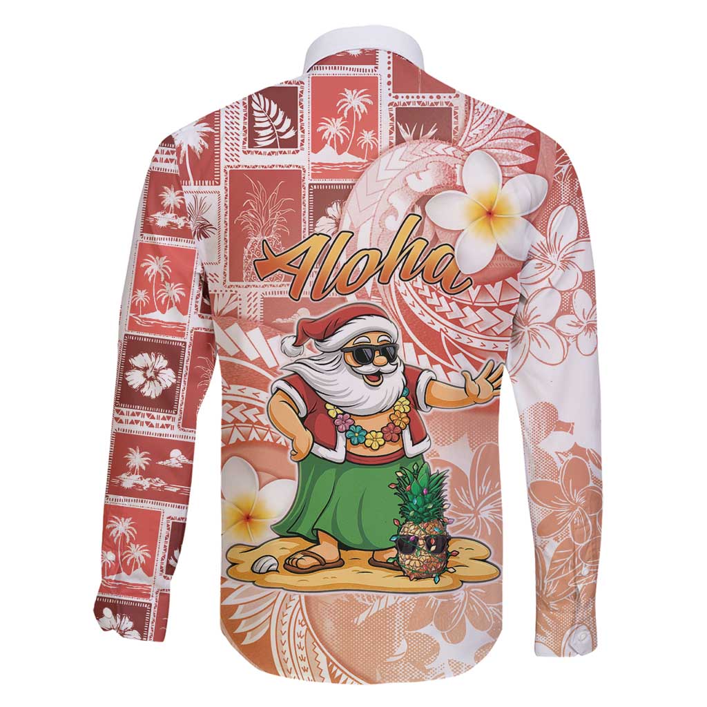 Hawaii Mele Kalikimaka Family Matching Tank Maxi Dress and Hawaiian Shirt Hula Santa Retro Style Red LT05 - Polynesian Pride