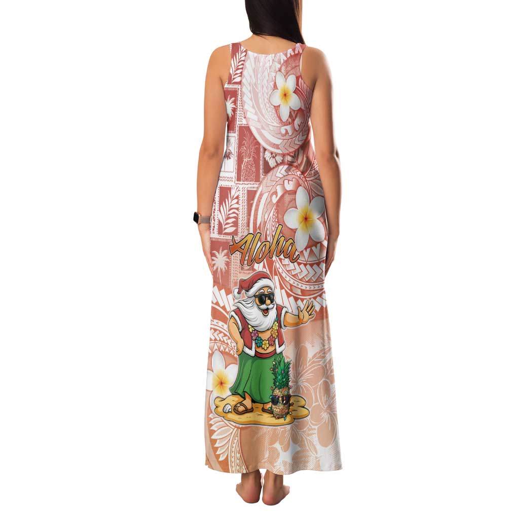 Hawaii Mele Kalikimaka Family Matching Tank Maxi Dress and Hawaiian Shirt Hula Santa Retro Style Red LT05 - Polynesian Pride