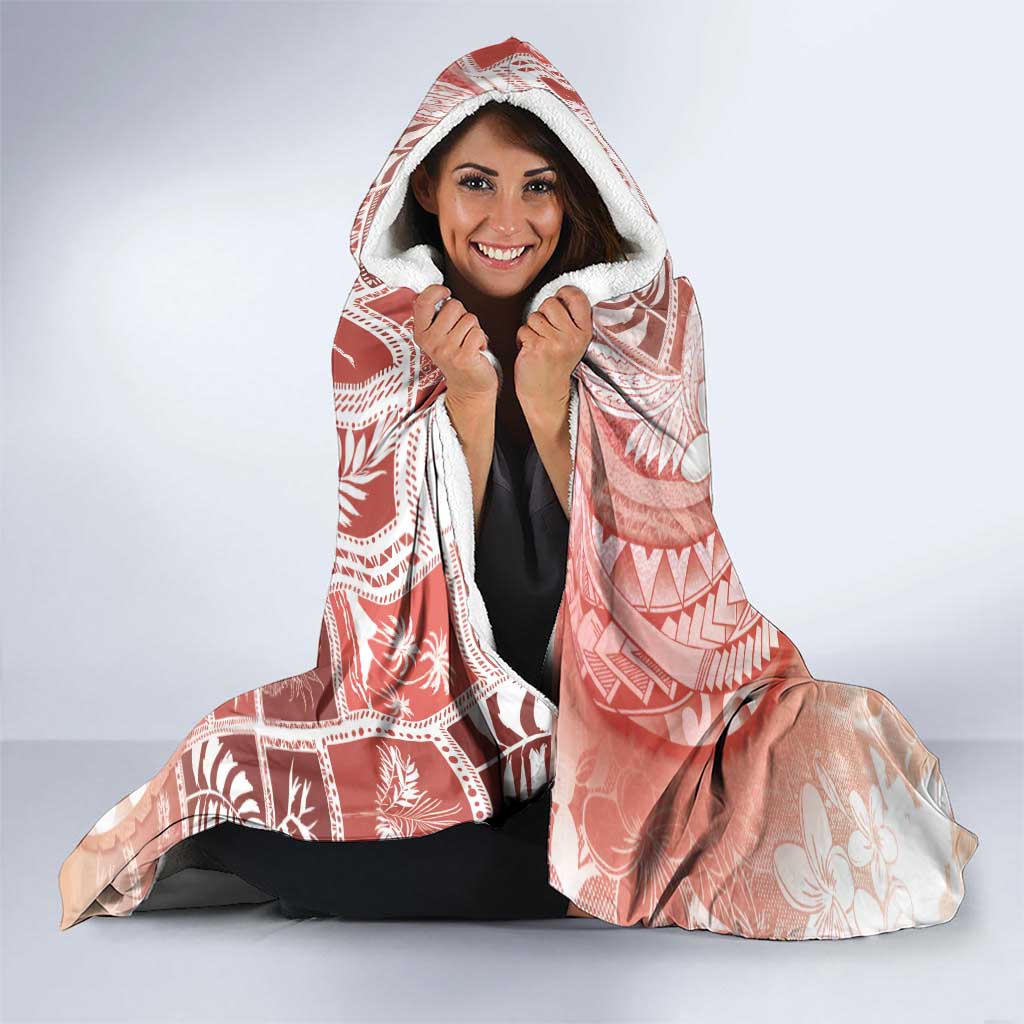 Hawaii Mele Kalikimaka Hooded Blanket Hula Santa Retro Style Red - Polynesian Pride