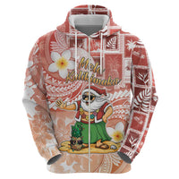 Hawaii Mele Kalikimaka Hoodie Hula Santa Retro Style Red - Polynesian Pride