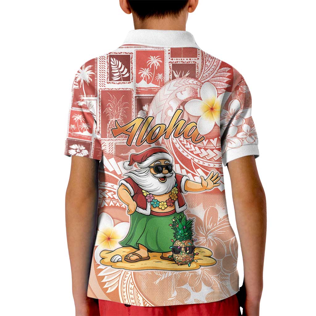 Hawaii Mele Kalikimaka Kid Polo Shirt Hula Santa Retro Style Red LT05 - Polynesian Pride