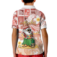 Hawaii Mele Kalikimaka Kid Polo Shirt Hula Santa Retro Style Red LT05 - Polynesian Pride