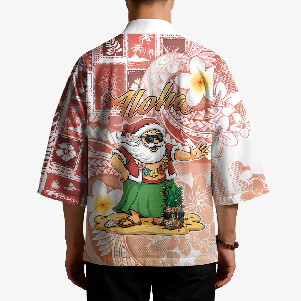 Hawaii Mele Kalikimaka Kimono Hula Santa Retro Style Red - Polynesian Pride