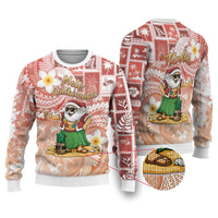 Hawaii Mele Kalikimaka Ugly Christmas Sweater Hula Santa Retro Style Red LT05 Red - Polynesian Pride