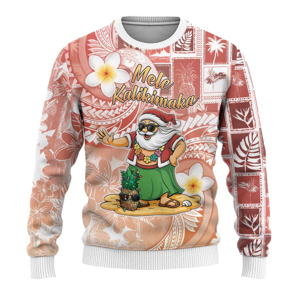 Hawaii Mele Kalikimaka Ugly Christmas Sweater Hula Santa Retro Style Red LT05 - Polynesian Pride