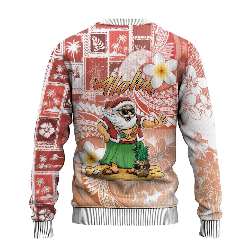 Hawaii Mele Kalikimaka Ugly Christmas Sweater Hula Santa Retro Style Red LT05 - Polynesian Pride