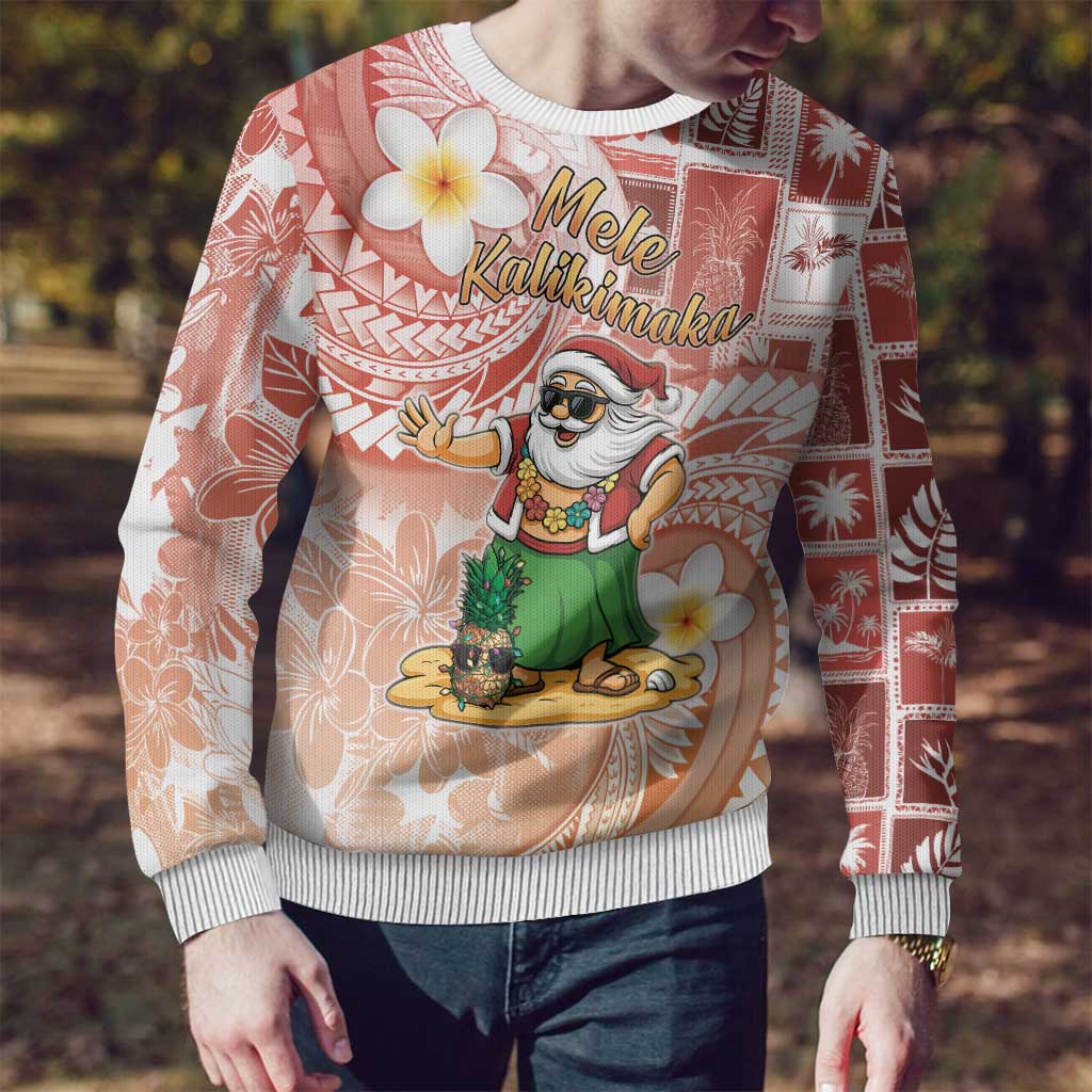 Hawaii Mele Kalikimaka Ugly Christmas Sweater Hula Santa Retro Style Red LT05 - Polynesian Pride
