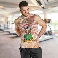 Hawaii Mele Kalikimaka Men Tank Top Hula Santa Retro Style Red - Polynesian Pride