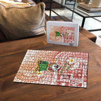 Hawaii Mele Kalikimaka Puzzle Hula Santa Retro Style Red - Polynesian Pride
