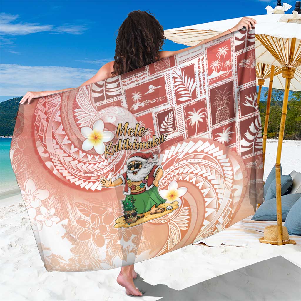 Hawaii Mele Kalikimaka Sarong Hula Santa Retro Style Red - Polynesian Pride