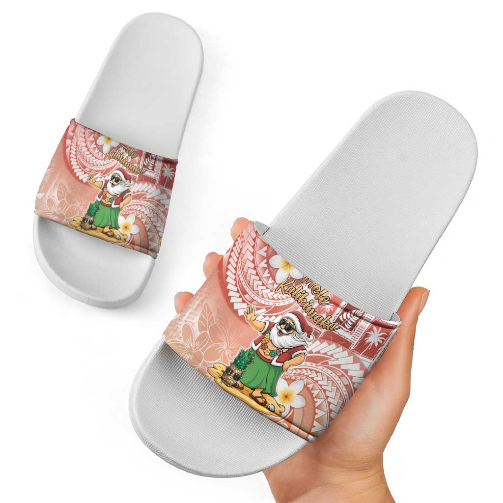 Hawaii Mele Kalikimaka Slide Sandals Hula Santa Retro Style Red - Polynesian Pride