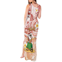 Hawaii Mele Kalikimaka Tank Maxi Dress Hula Santa Retro Style Red - Polynesian Pride