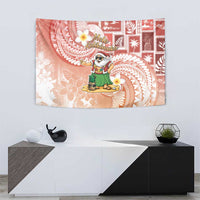 Hawaii Mele Kalikimaka Tapestry Hula Santa Retro Style Red - Polynesian Pride