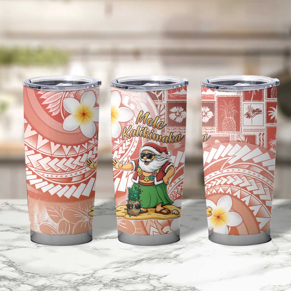 Hawaii Mele Kalikimaka Tumbler Cup Hula Santa Retro Style Red - Polynesian Pride