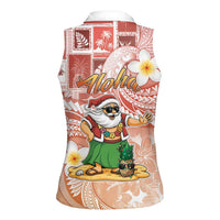 Hawaii Mele Kalikimaka Women Sleeveless Polo Shirt Hula Santa Retro Style Red LT05 - Polynesian Pride