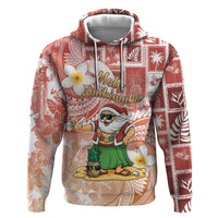 Hawaii Mele Kalikimaka Zip Hoodie Hula Santa Retro Style Red - Polynesian Pride
