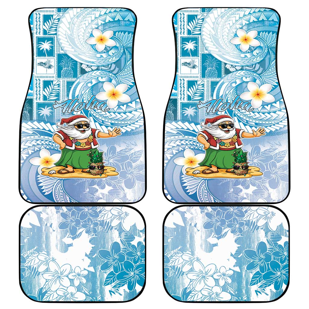 Hawaii Mele Kalikimaka Car Mats Hula Santa Retro Style Blue LT05 - Polynesian Pride