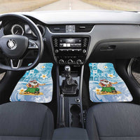 Hawaii Mele Kalikimaka Car Mats Hula Santa Retro Style Blue LT05 Set 2pcs - Front Blue - Polynesian Pride