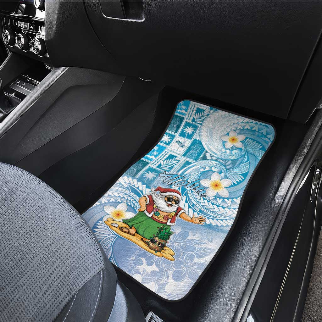 Hawaii Mele Kalikimaka Car Mats Hula Santa Retro Style Blue LT05 - Polynesian Pride