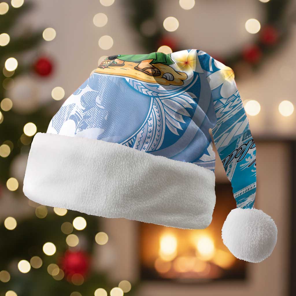 Hawaii Mele Kalikimaka Christmas Santa Hat Hula Santa Retro Style Blue - Polynesian Pride