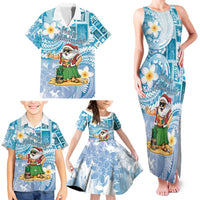 Hawaii Mele Kalikimaka Family Matching Tank Maxi Dress and Hawaiian Shirt Hula Santa Retro Style Blue LT05 - Polynesian Pride