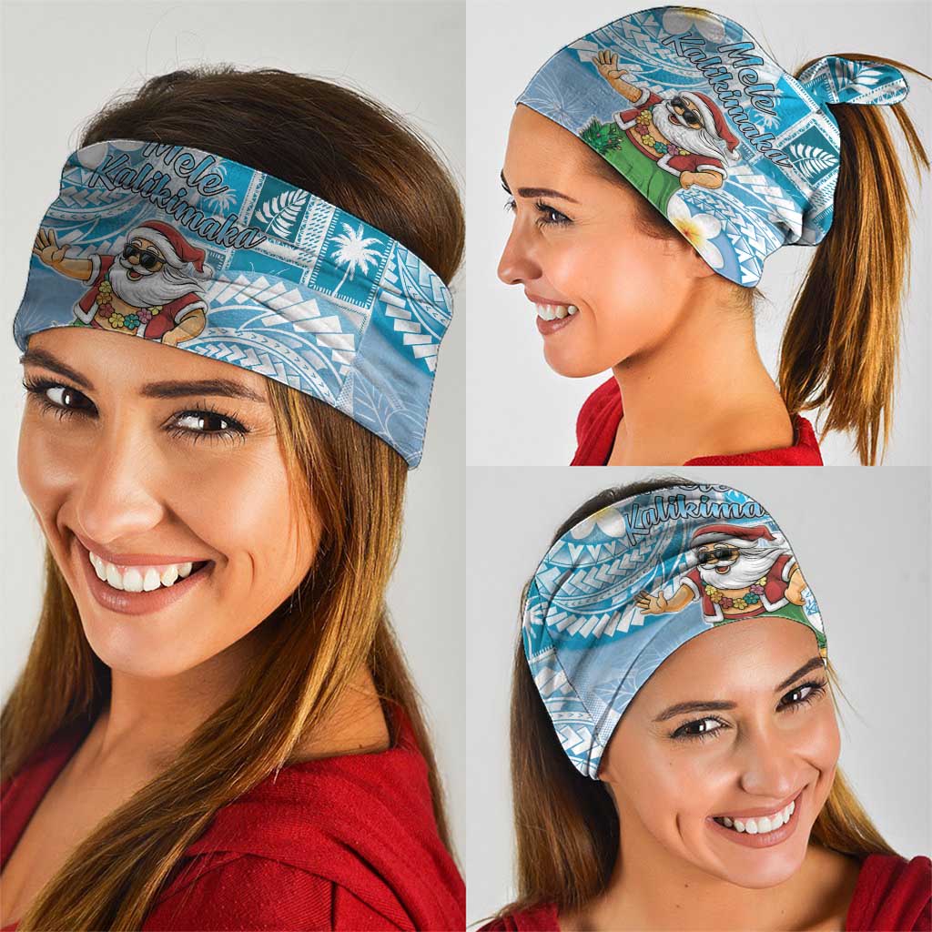 Hawaii Mele Kalikimaka Neck Gaiter Hula Santa Retro Style Blue LT05 - Polynesian Pride