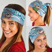 Hawaii Mele Kalikimaka Neck Gaiter Hula Santa Retro Style Blue LT05 - Polynesian Pride